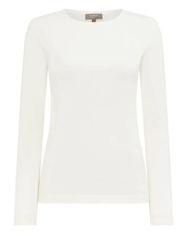 Women Women039s Superfine Long Sleeve Cashmere TopIn New Ivory White New Ivory White NPeal Tops and Tshirts