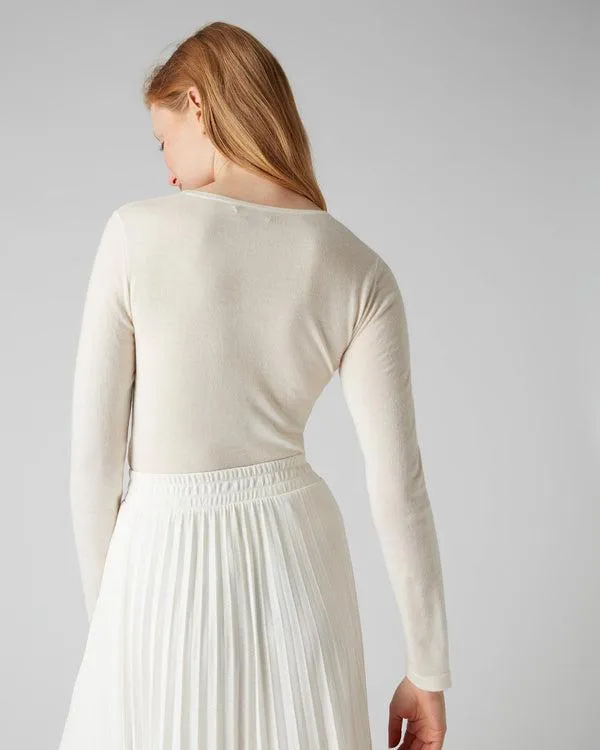 Women Women039s Superfine Long Sleeve Cashmere TopIn New Ivory White New Ivory White NPeal Tops and Tshirts