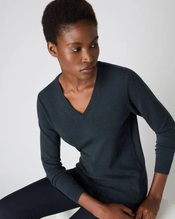 Women Women039s V Neck Cashmere SweaterIn Grigio Blue Grigio Blue NPeal V Necks