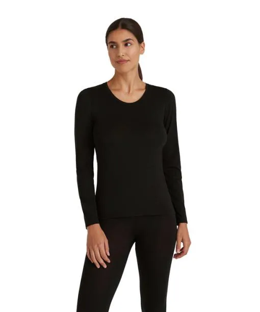 Women Women Long Sleeve Shirt Roundneck Daily ClimaWool Black FALKE Shirts