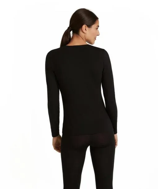 Women Women Long Sleeve Shirt Roundneck Daily ClimaWool Black FALKE Shirts