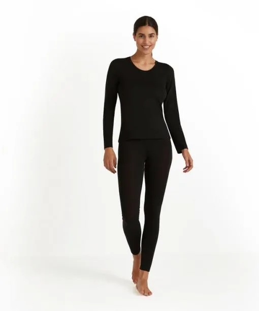 Women Women Long Sleeve Shirt Roundneck Daily ClimaWool Black FALKE Shirts