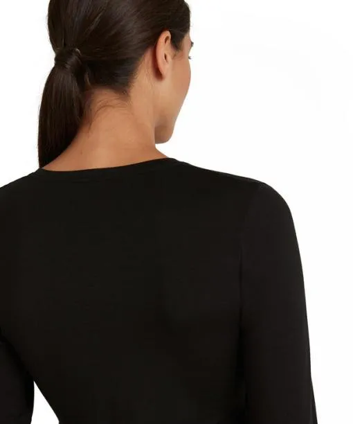 Women Women Long Sleeve Shirt Roundneck Daily ClimaWool Black FALKE Shirts