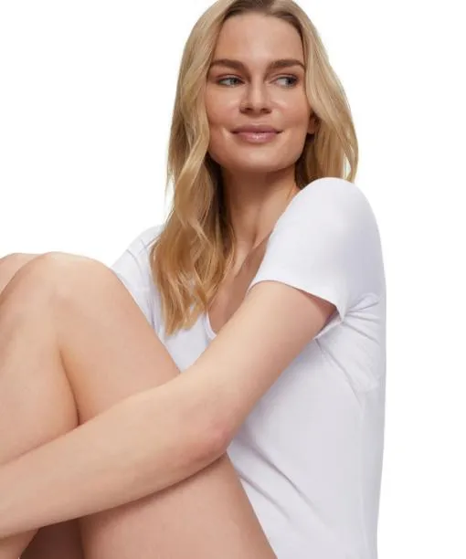 Women Women TShirt Vneck Climate Control White FALKE Shirts