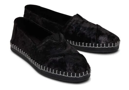 Women WomenAlpargata Plush Foil Leather Wrap Black Plush Foil TOMS Exclusives