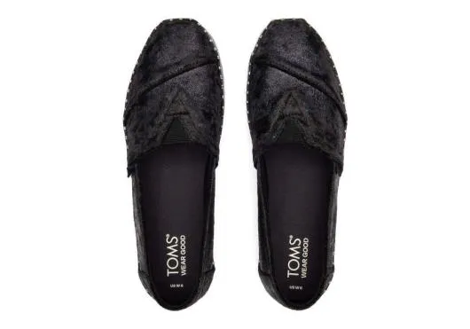 Women WomenAlpargata Plush Foil Leather Wrap Black Plush Foil TOMS Exclusives