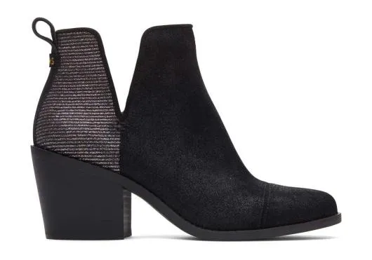 Women WomenEverly Black Leather Metallic Heeled Boot Black Metallic TOMS Exclusives