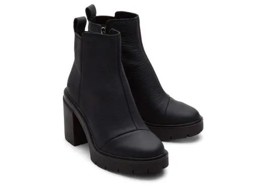 Women WomenRya Black Leather Heeled Boot Blackblack TOMS Boots and Booties