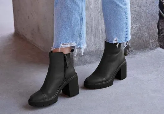 Women WomenRya Black Leather Heeled Boot Blackblack TOMS Boots and Booties