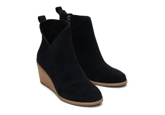 Women WomenSutton Black Suede Wedge Boot Black Suede TOMS Boots and Booties