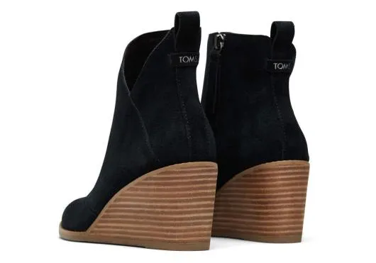 Women WomenSutton Black Suede Wedge Boot Black Suede TOMS Boots and Booties