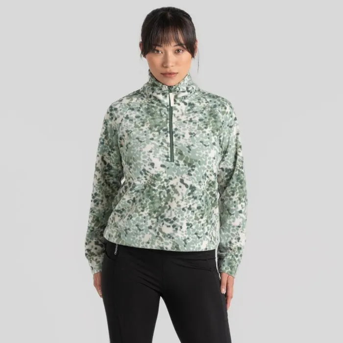 Womens Half Zip Fleece Craghoppers Evie Half Zip Fleece Frosted Pine Print