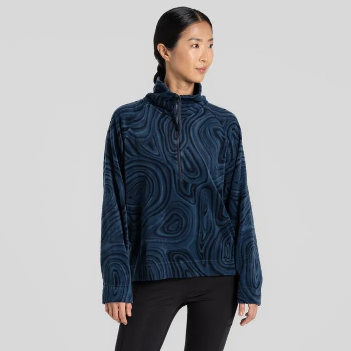Womens Half Zip Fleece Craghoppers Lago Half Zip Fleece Blue Navy Print