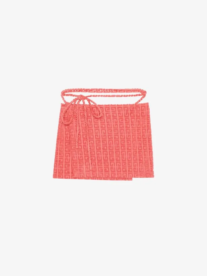 Wrap Mini Skirt In 4g Cotton Towelling Coral Women Givenchy Skirts