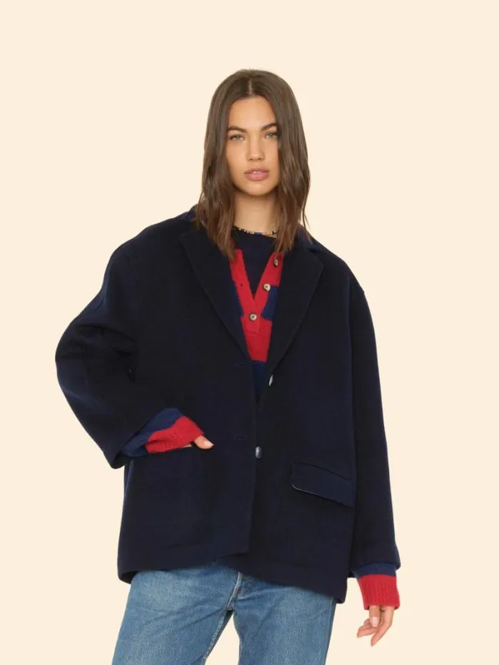 Xirena Dark Navy Rowan Jacket Women Sweaters and Jackets