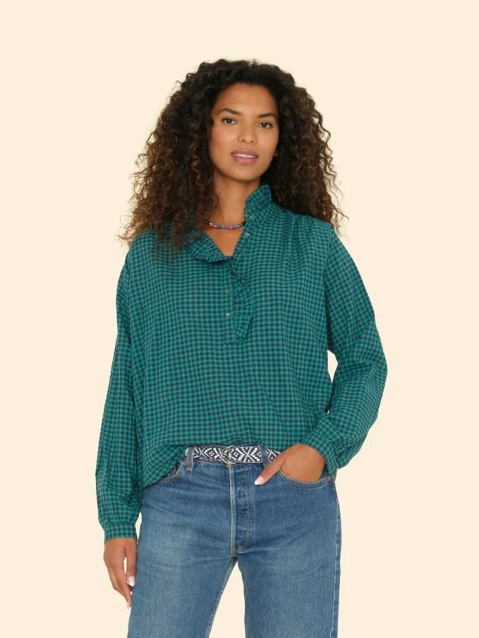 Xirena Pine Sky Caspian Plaid Top Women Tops