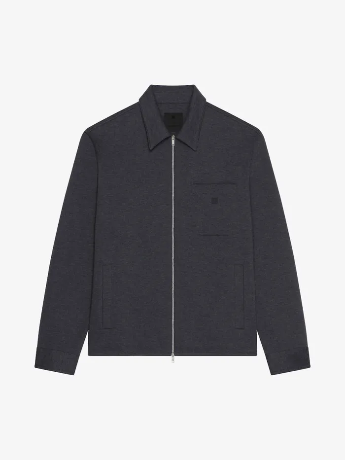 Zipped Shirt In Fleece Graphite Men Givenchy Shirts